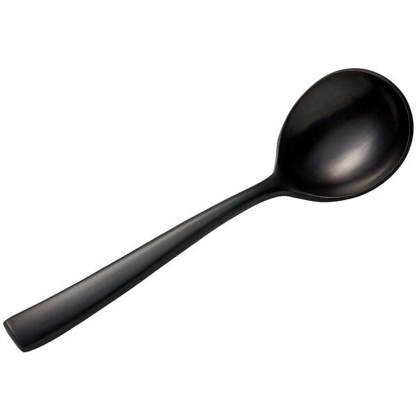 Bon Chef Manhattan, Bouillon Spoon, Matte Finish, 18/10, 6.38" - Black Matte , set of 12 S3001BM - main